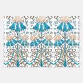 フランスのヴィンテージアールヌーボーフローラブルークリーム ラッピングペーパーシート (正面2)