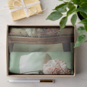 フランスのヴィンテージエレガントセージキャットデコップページ 薄葉紙 (ギフト)