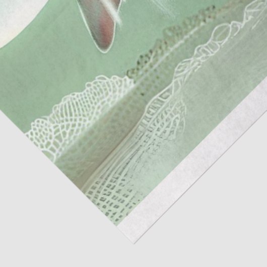 フランスのヴィンテージエレガントセージキャットデコップページ 薄葉紙 (詳細)