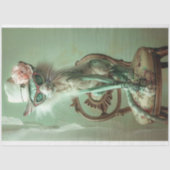 フランスのヴィンテージエレガントセージキャットデコップページ 薄葉紙 (正面)