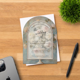 フランスのヴィンテージエレガントローズブーケフローラピンク アクリル招待状