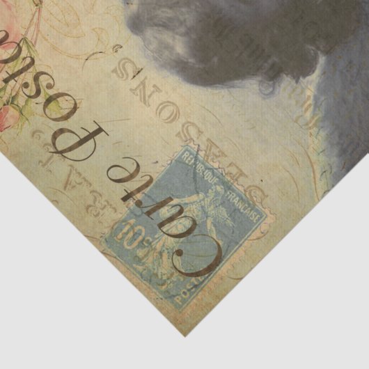 フランスのヴィンテージエンジェルとバラの切り離 薄葉紙 (詳細)