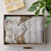 フランスのヴィンテージシート音楽の鳥の卵の切り離し 薄葉紙 (ギフト)