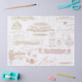 フランスのヴィンテージスクリプトエフェメラタイポグラフィピンク 薄葉紙 (クラフト)