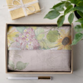 フランスのヴィンテージスクリプトフローラひまわり水彩 薄葉紙 (ギフト)