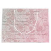 フランスのヴィンテージピンクフローラ ラージペーパーバッグ (正面)