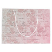 フランスのヴィンテージピンクフローラ ラージペーパーバッグ (裏面)