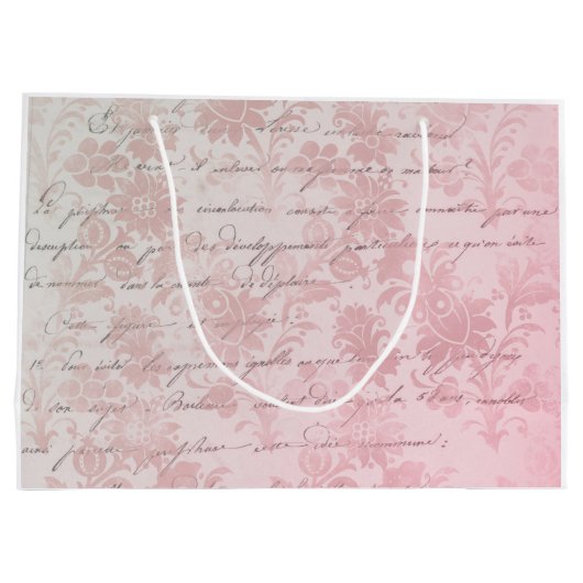 フランスのヴィンテージピンクフローラ ラージペーパーバッグ (裏面)