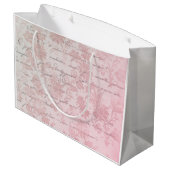 フランスのヴィンテージピンクフローラ ラージペーパーバッグ (裏面アングル)