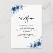 フランスのヴィンテージブルーフローラウェディングレセプション エンクロージャーカード (正面)