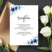 フランスのヴィンテージブルーフローラウェディングレセプション エンクロージャーカード