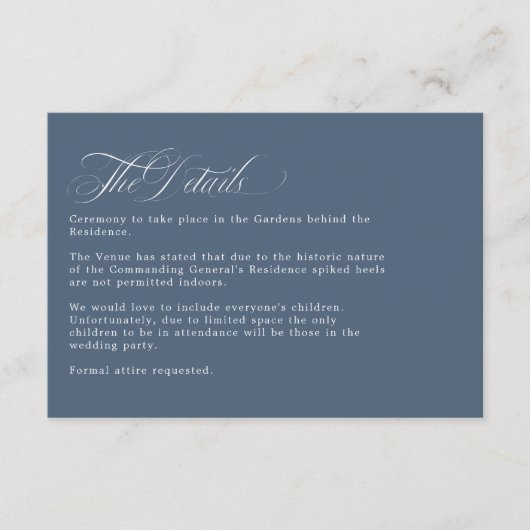 フランスのヴィンテージブルーフローラ結婚詳細 エンクロージャーカード (正面)