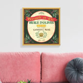 フランスのヴィンテージルックオリーブ油ラベルアートキャンバス キャンバスプリント (インサイチュ (リビング))