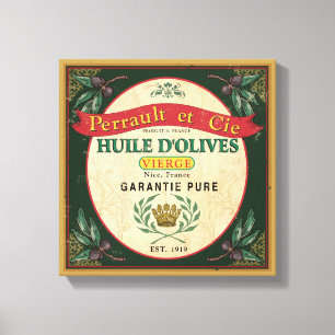 フランスのヴィンテージルックオリーブ油ラベルアートキャンバス キャンバスプリント