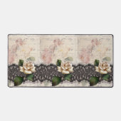 フランスのヴィンテージレースビクトリアン白いローズ デスクマット (正面)