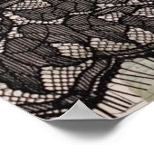 フランスのヴィンテージレースビクトリアン白いローズ ポスター (角)