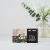 フランスのヴィンテージレースビクトリアン白いローズ 名刺 (スタンド正面)