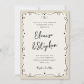 フランスのヴィンテージ手お洒落描き結婚枠 招待状 (正面)