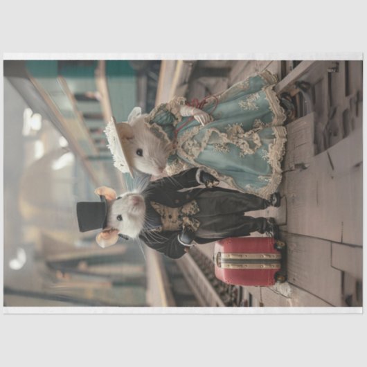 フランスのヴィンテージ旅行ネズミの切り離し 薄葉紙 (正面)