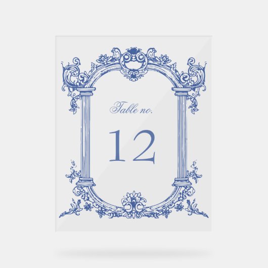フランスのヴィンテージ結婚フローラのテーブル番号 アクリルサイン (正面)