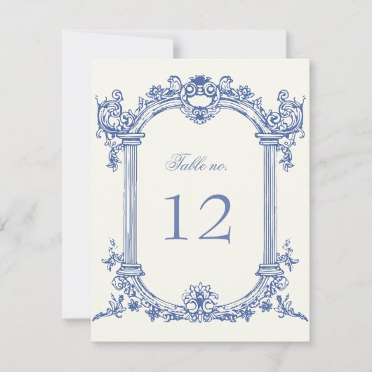 フランスのヴィンテージ結婚フローラのテーブル番号 出欠カード (正面)