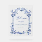 フランスのヴィンテージ結婚フローラの歓迎サイン アクリルサイン (正面)