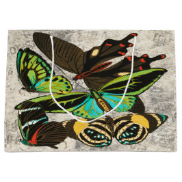 フランスのヴィンテージ蝶イラストレーション-1 ラージペーパーバッグ