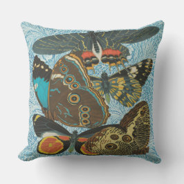 フランスのヴィンテージ蝶イラストレーション-2 クッション