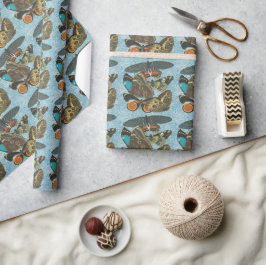 フランスのヴィンテージ蝶イラストレーション-2 ラッピングペーパー