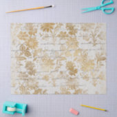 フランスのヴィンテージ金ゴールドフローラの切り離しティッシュペーパー 薄葉紙 (クラフト)