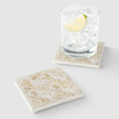 フランスのヴィンテージ金ゴールドフローラ ストーンコースター (横)