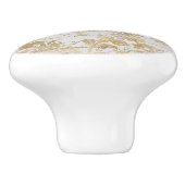 フランスのヴィンテージ金ゴールドフローラ セラミックノブ (側面)