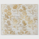 フランスのヴィンテージ金ゴールドフローラ ラッピングペーパー (フラット)