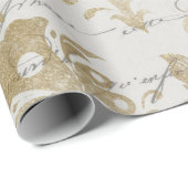 フランスのヴィンテージ金ゴールドフローラ ラッピングペーパー (ロールコーナー)