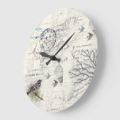 フランスのヴィンテージ鳥と枝壁時計 ラージ壁時計 (傾斜)