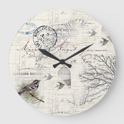 フランスのヴィンテージ鳥と枝壁時計 ラージ壁時計 (正面)