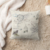 フランスのヴィンテージ鳥枝装飾用クッション クッション (ブランケット)