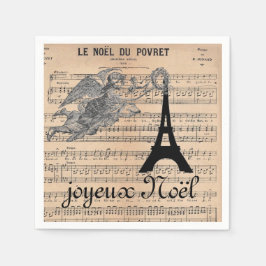 フランスのヴィンテージ・エンジェル付きクリスマス・ナプキン スタンダードカクテルナプキン