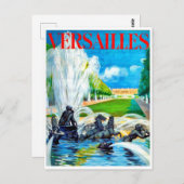 フランスのヴェルサイユ宮殿の噴水 ポストカード (正面/裏面)