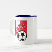 フランスの世界のサッカーファンのTシャツ ツートーンマグカップ (正面左)