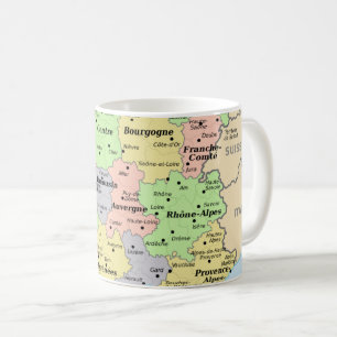 フランスの世界地図：地理愛人の コーヒーマグカップ
