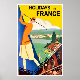 フランスの休日、スポーツツーリズム、夏、ヴィンテージ ポスター