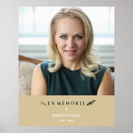 フランスの写真 ミニマルなメモリアル 愛する人へのゴールド ポスター (正面)