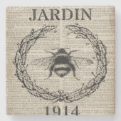 フランスの国の植物性モダンヴィンテージ ストーンコースター (正面)