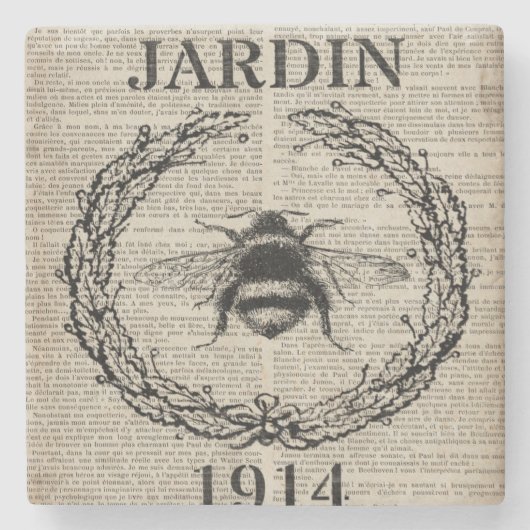 フランスの国の植物性モダンヴィンテージ ストーンコースター (正面)