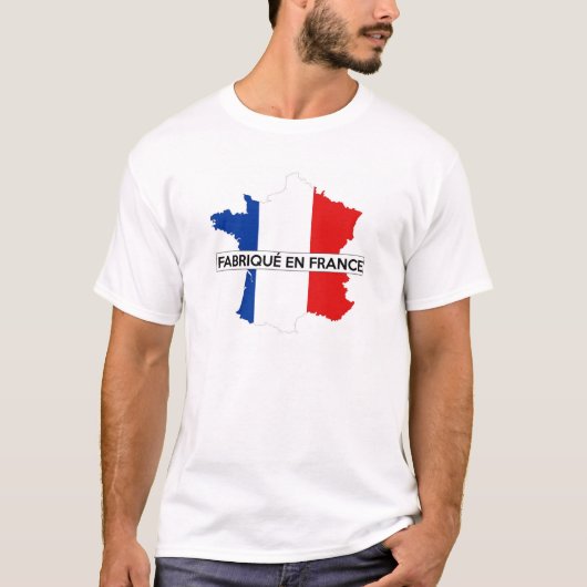 フランスの国別地図ラベルファブリケで作られる Tシャツ (正面)
