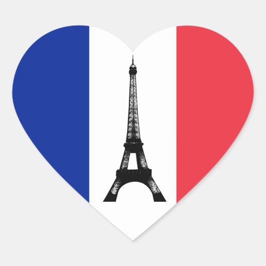 フランスの国旗とエッフェル塔 - フランス / スポーツファン ハートシール (正面)