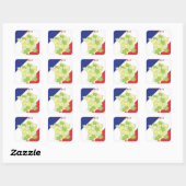 フランスの国旗と地図 スクエアシール (シート)