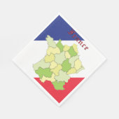 フランスの国旗と地図 スタンダードランチョンナプキン (角)