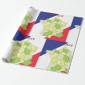フランスの国旗と地図 ラッピングペーパー (アンロールド)